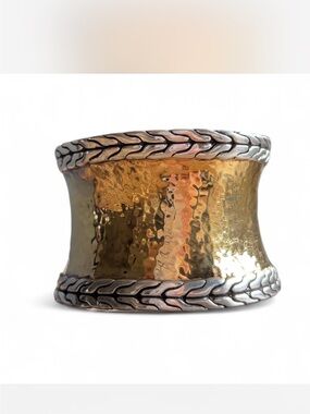 Vintage John Hardy Wide Cuff Bracelet 22K
Gold Sterling Silver Heavy